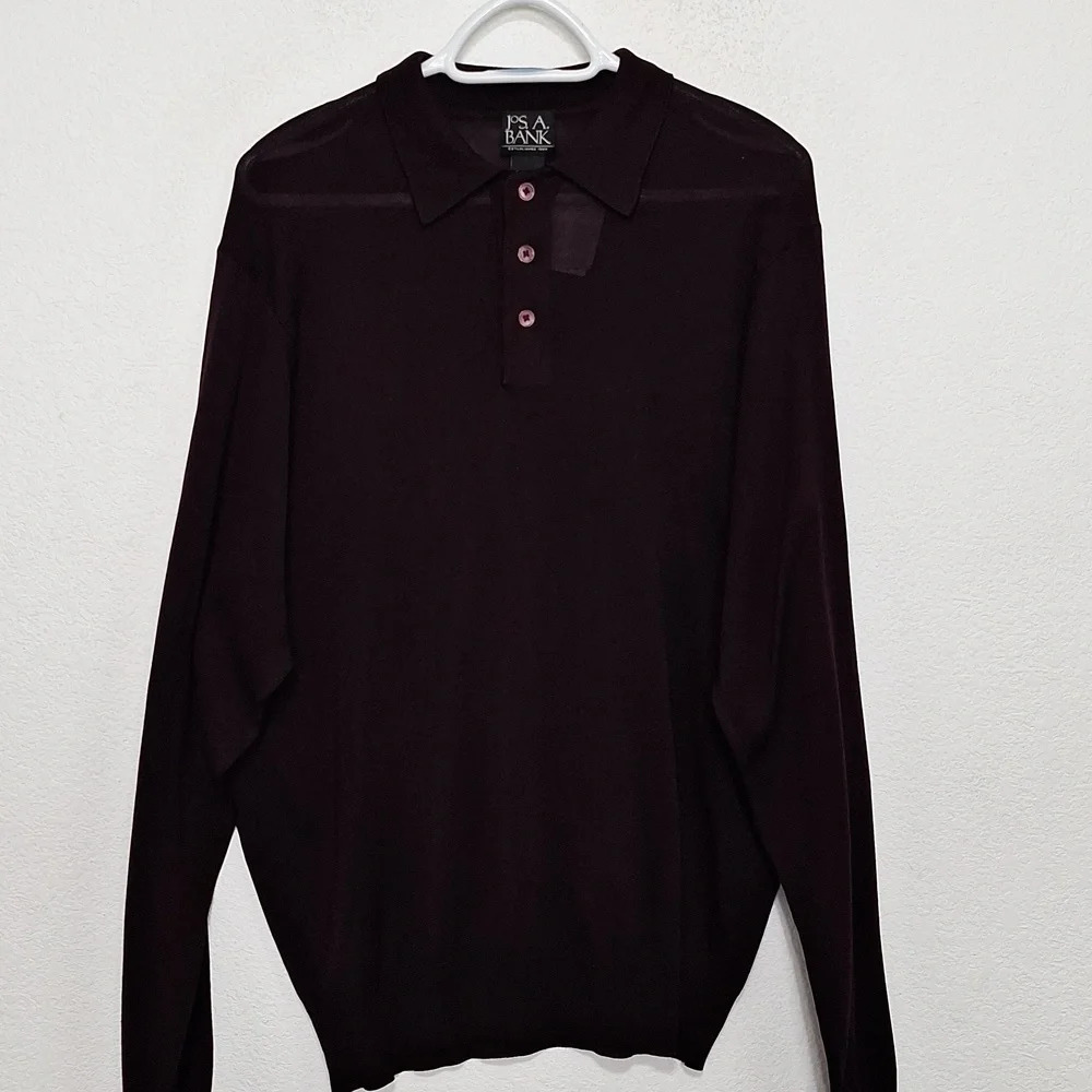 Jos. A. Bank *NEW* 100% Silk Wine Color Quiet Luxury Long Sleeve Shirt Size M
